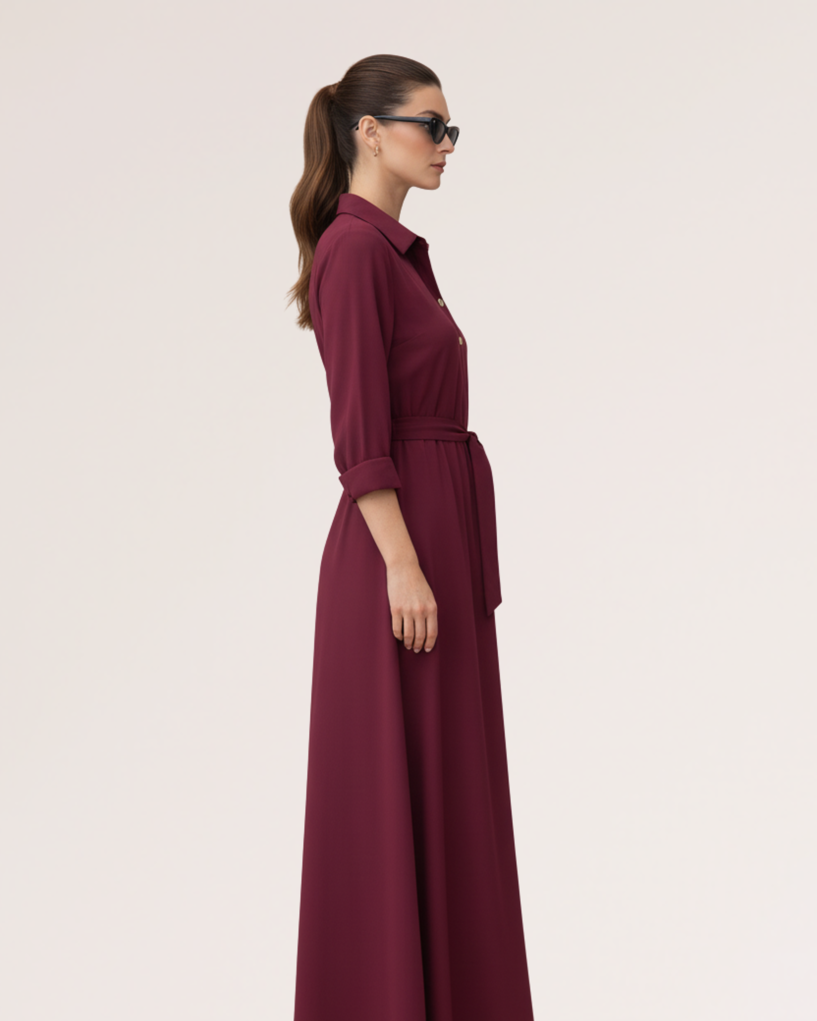 MAROON LINEN DRESS