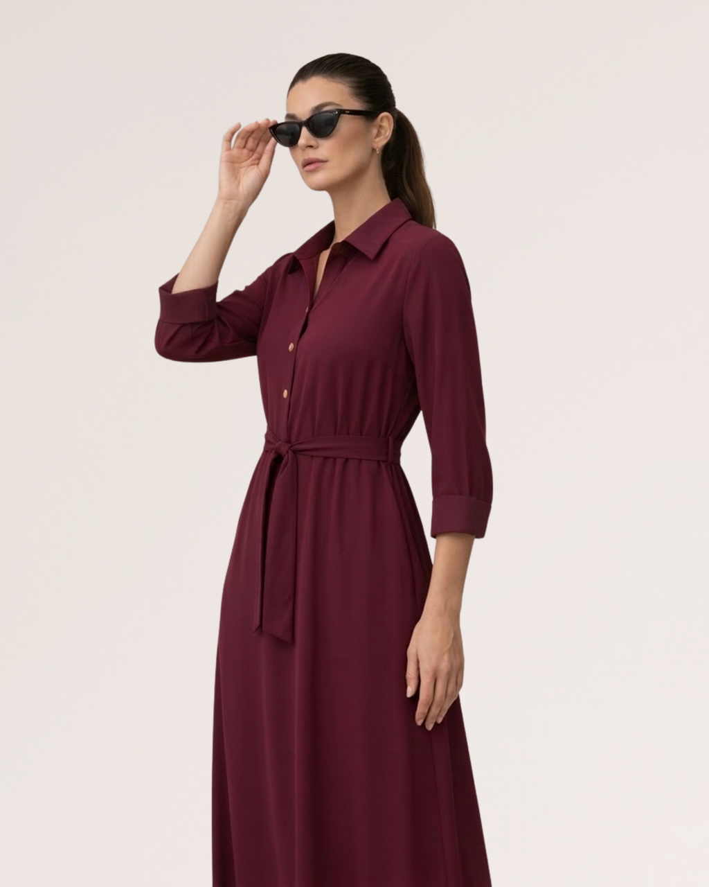 MAROON LINEN DRESS