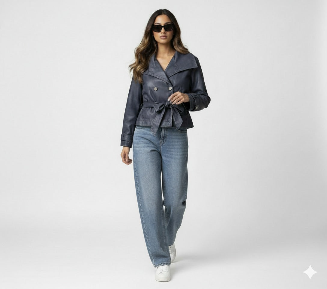 LEATHER CROPPED TRENCH