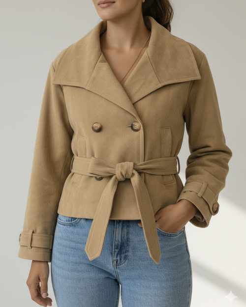 CLASSIC CAMEL CROPPED TRENCH