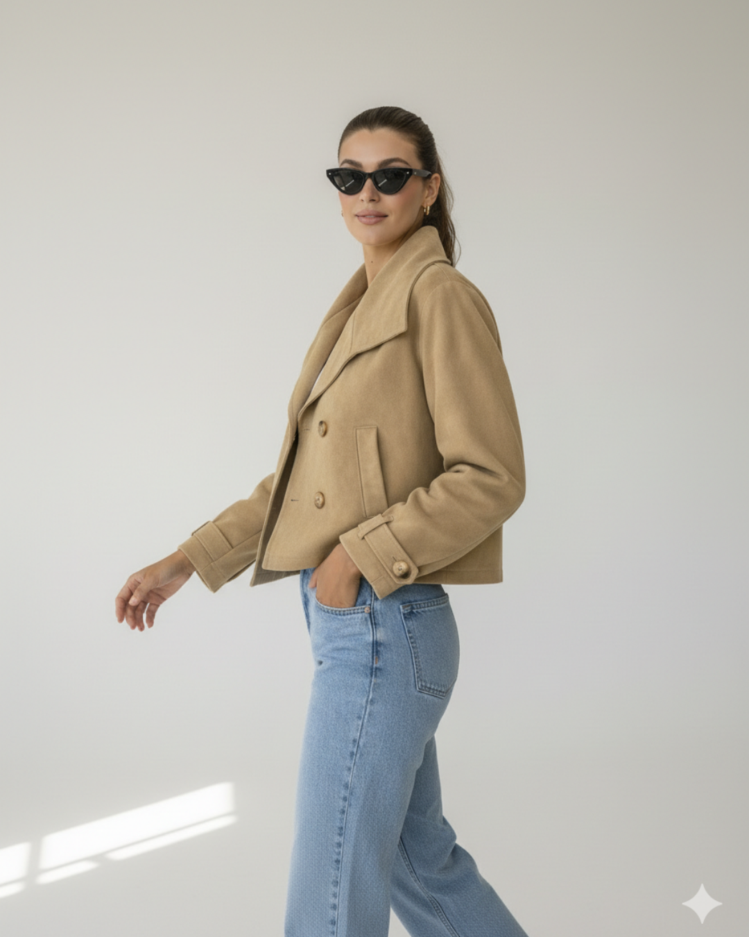 CLASSIC CAMEL CROPPED TRENCH